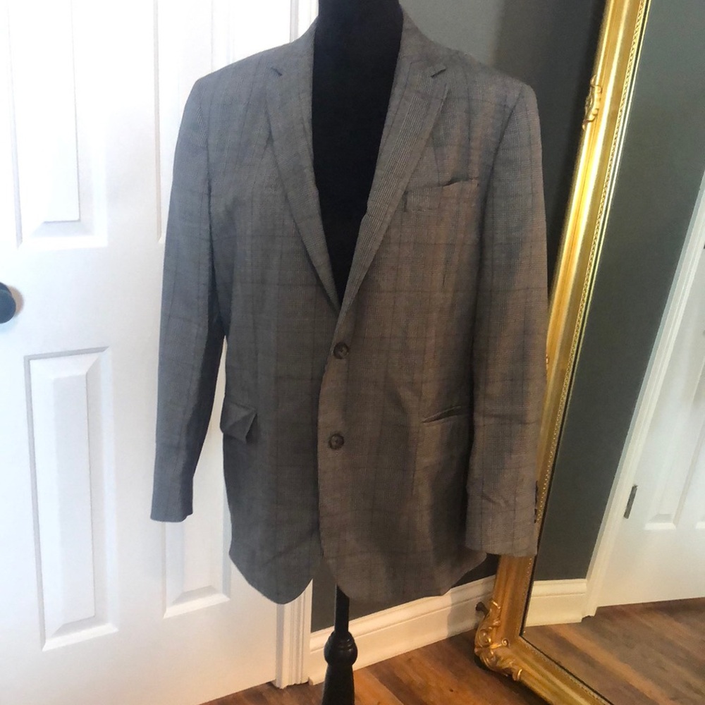 Brooks Brother’s l Wool Gray Plaid Sport Coat Blazer 2 Button Milano Fit Fall